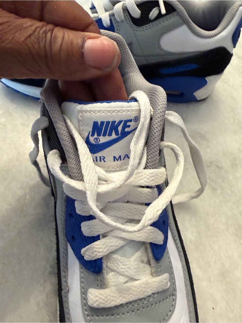 Nike Kids White, Gray & Blue Sneakers - Picture 7 of 8